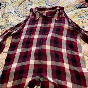 Checkered flannel with curt off shoulders